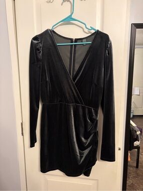 Wild Fable Velvet Long Sleeve Wrap-Style Mini Dress